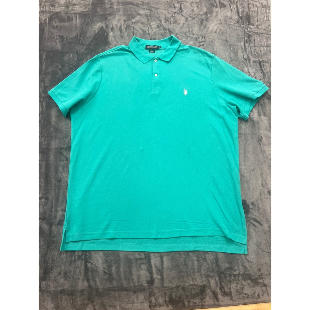 U.S. Polo Assn. Polo Shirt Mens 3XL Teal Green Performance Pique Short Sleeve